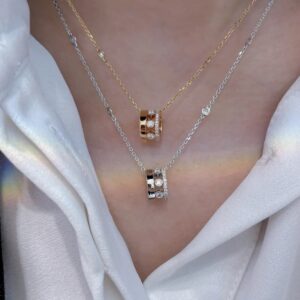 14K/18K Genuine Gold Messika Move Romane Pendant Necklace Diamond Flexible