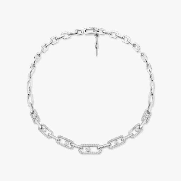14K/18K Genuine Gold Messika Move Link Multi Choker Necklace Diamond Flexible