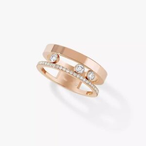 14K/18K Genuine Gold Messika Move Romane Ring 3 Diamond Flexible