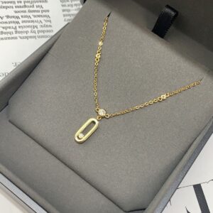 14K/18K Genuine Gold Messika Move Uno Long Necklace Diamond Flexible