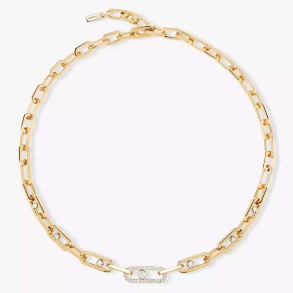 14K/18K Genuine Gold Messika Move Link Necklace Diamond Flexible