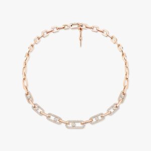 14K/18K Genuine Gold Messika Move Link Pave Necklace Diamond Flexible