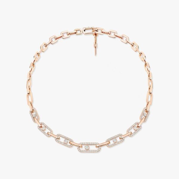 14K/18K Genuine Gold Messika Move Link Pave Necklace Diamond Flexible