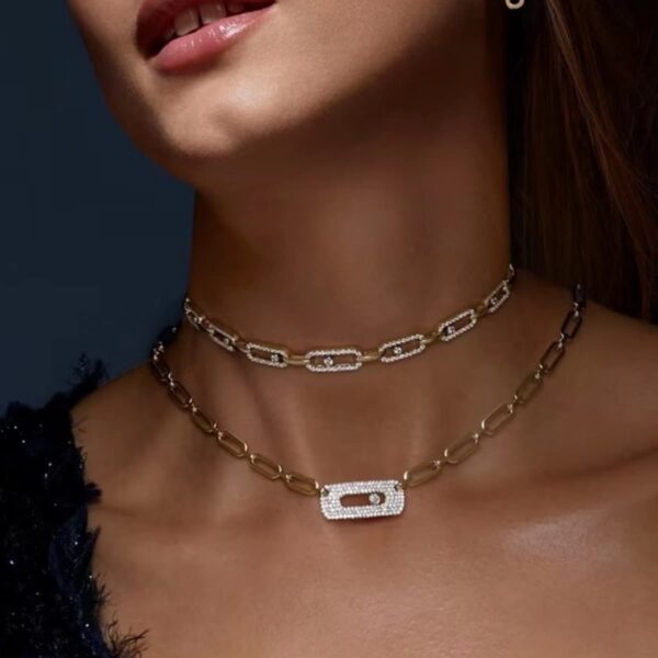 14K/18K Genuine Gold Messika Move Link Necklace Diamond Flexible