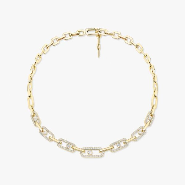 14K/18K Genuine Gold Messika Move Link Multi Choker Necklace Diamond Flexible