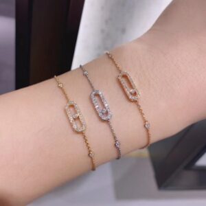 14K/18K Genuine Gold Messika Move Uno Pave Bracelet Diamond Flexible