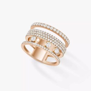 14K/18K Genuine Gold Messika Move Romane LM Pavé Ring Diamond Flexible