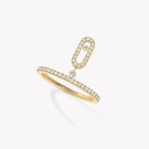 14K/18K Genuine Gold Messika Move Uno Pave Drop Ring Diamond Flexible