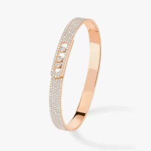 14K/18K Genuine Gold Messika Move Noa Pavé Bangle Bracelet Diamond Flexible