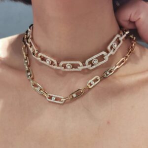14K/18K Genuine Gold Messika Move Link Necklace Diamond Flexible