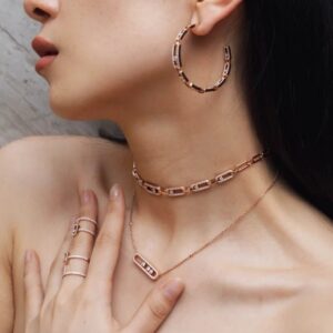 14K/18K Genuine Gold Messika Move Link Multi Choker Necklace Diamond Flexible