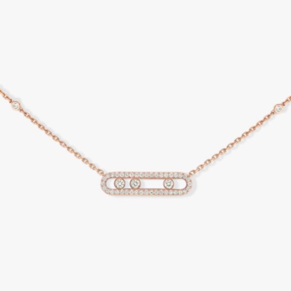 14K/18K Genuine Gold Messika Move Pave Necklace Diamond Flexible