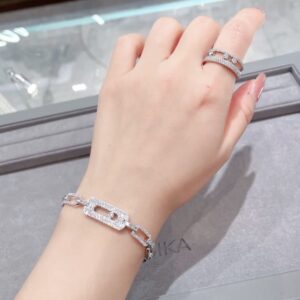 14K/18K Genuine Gold Messika My Move Pavé Chain Bracelet Diamond Flexible