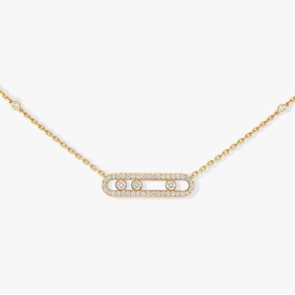 14K/18K Genuine Gold Messika Move Pave Necklace Diamond Flexible